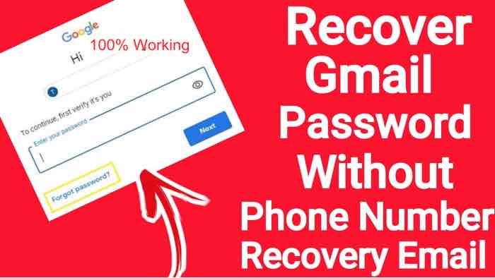 how to recover gmail password without phone number and recovery email